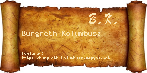 Burgreth Kolumbusz névjegykártya